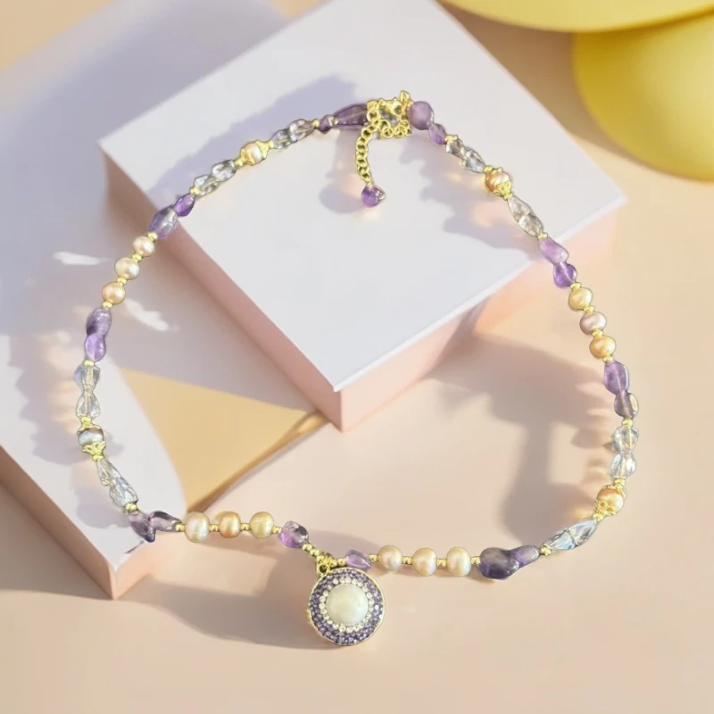 铜合金项链 XL112079-10302紫兰港湾手工百搭项链森系