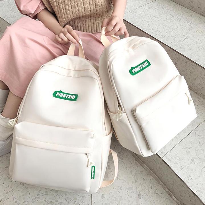 白色简约背包女双肩包 旅行轻便ins风大学生书包时尚运动休闲百搭