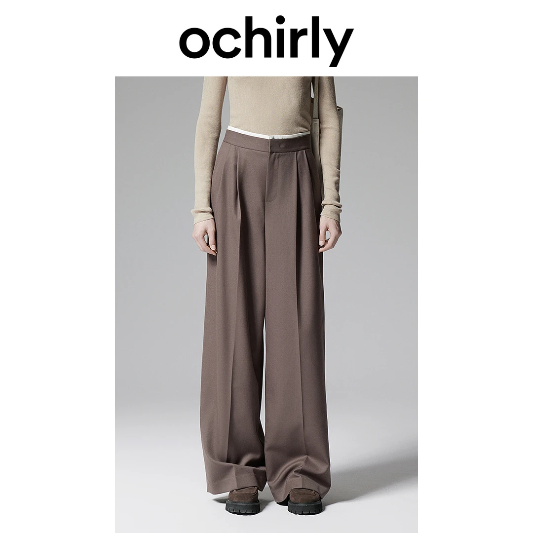 7196[赵老板专属]欧时力 澳大利亚羊毛精纺呢西装裤阔腿高级24