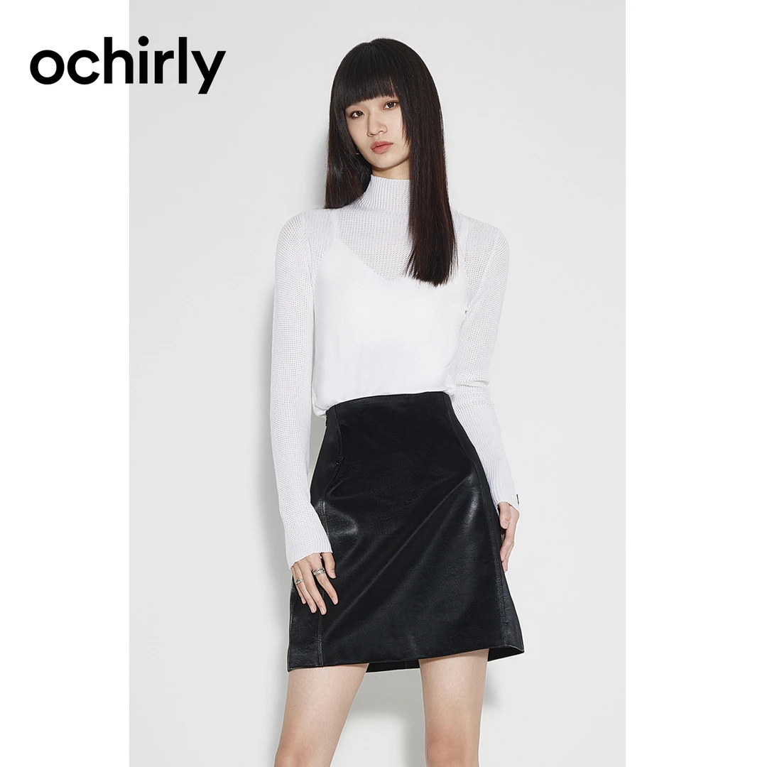 欧时力套头毛衣女冬装上衣镂空打底休闲设计感热力感1WY403128F