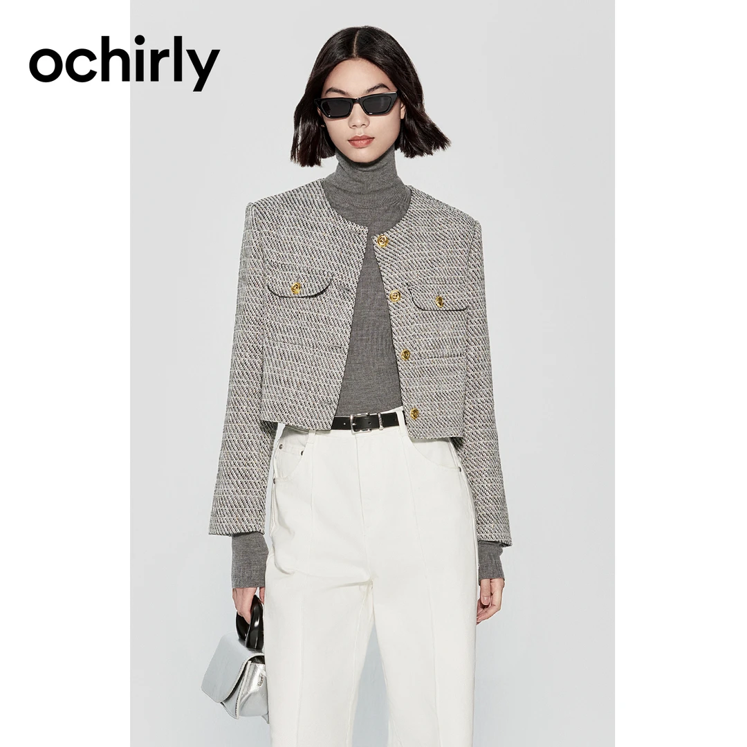 ochirly欧时力 微闪金属丝 高级CE风 小香风外套