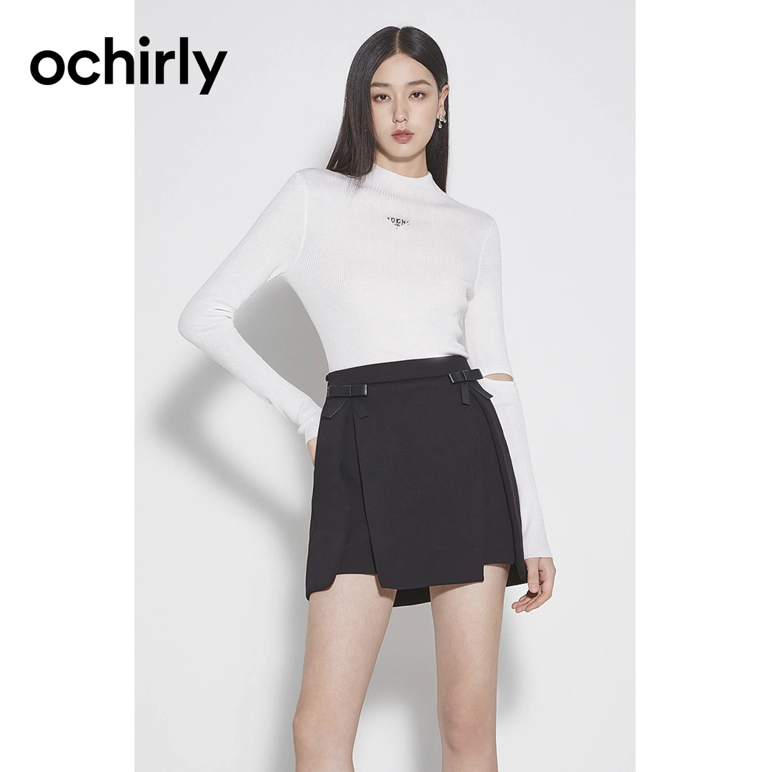 ochirly欧时力 莱赛尔羊毛半高领毛衣女 春装修身打底衫