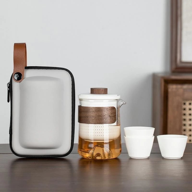 户外车载茶具套装简约专用泡茶壶茶杯玻璃露营景德镇一人女士便携