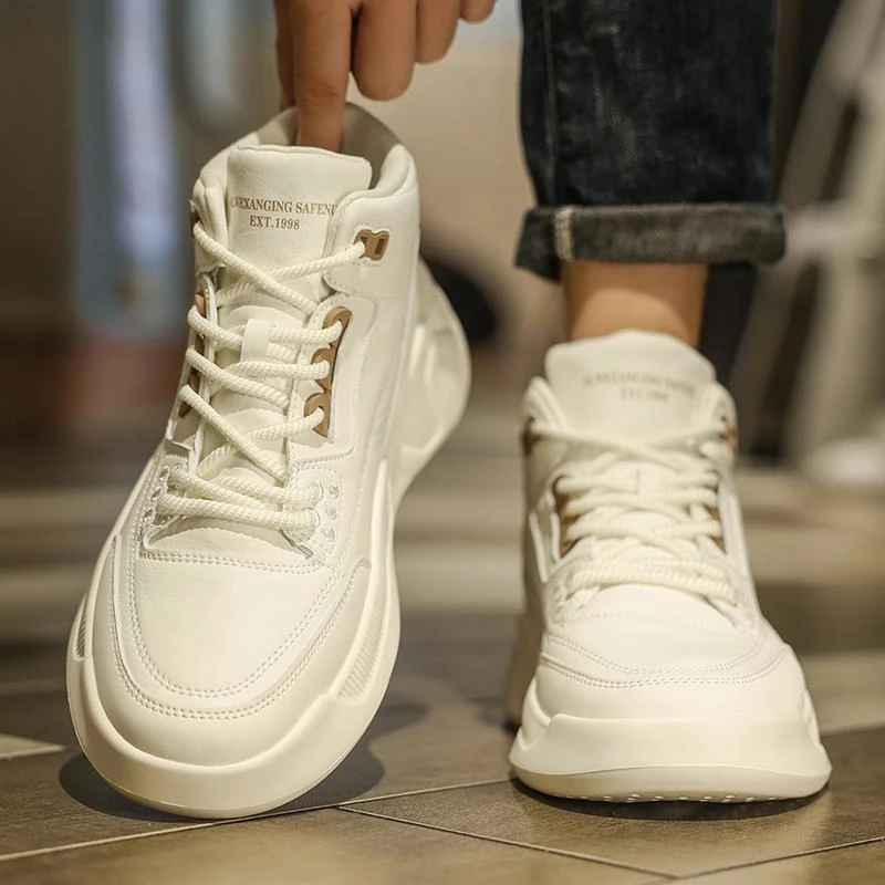 品牌高筒板鞋男冬季款年新款男士休闲小白鞋百搭潮流时尚耐磨男