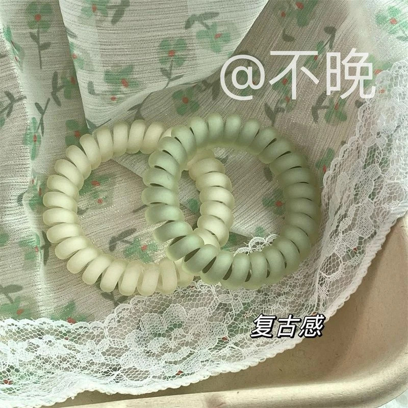 简约复古绿磨砂电话线发圈气质皮筋女头绳高弹力耐用无痕发绳