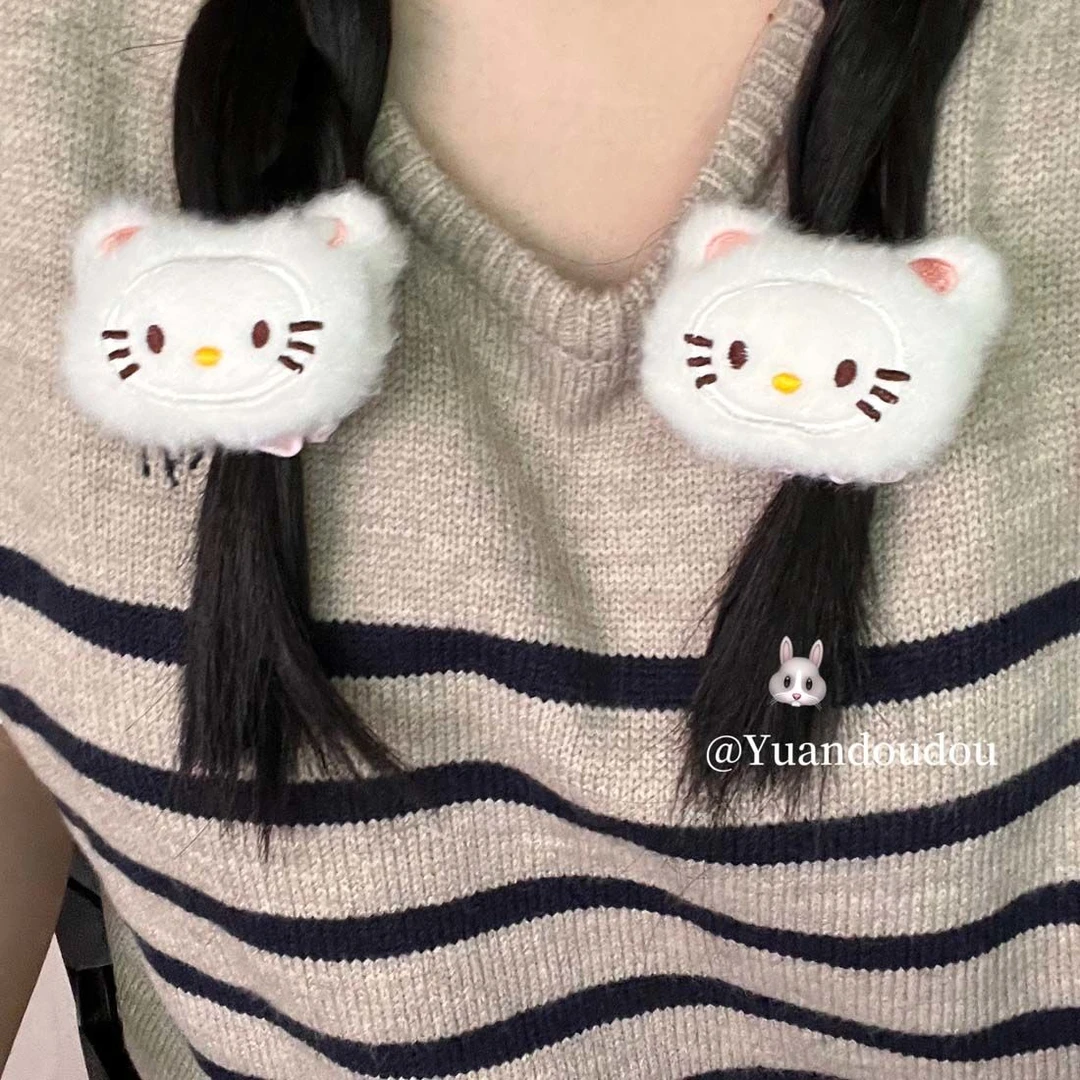 可爱秋冬毛绒kt发圈甜美百搭双马尾头饰四款扎头发高弹力头饰