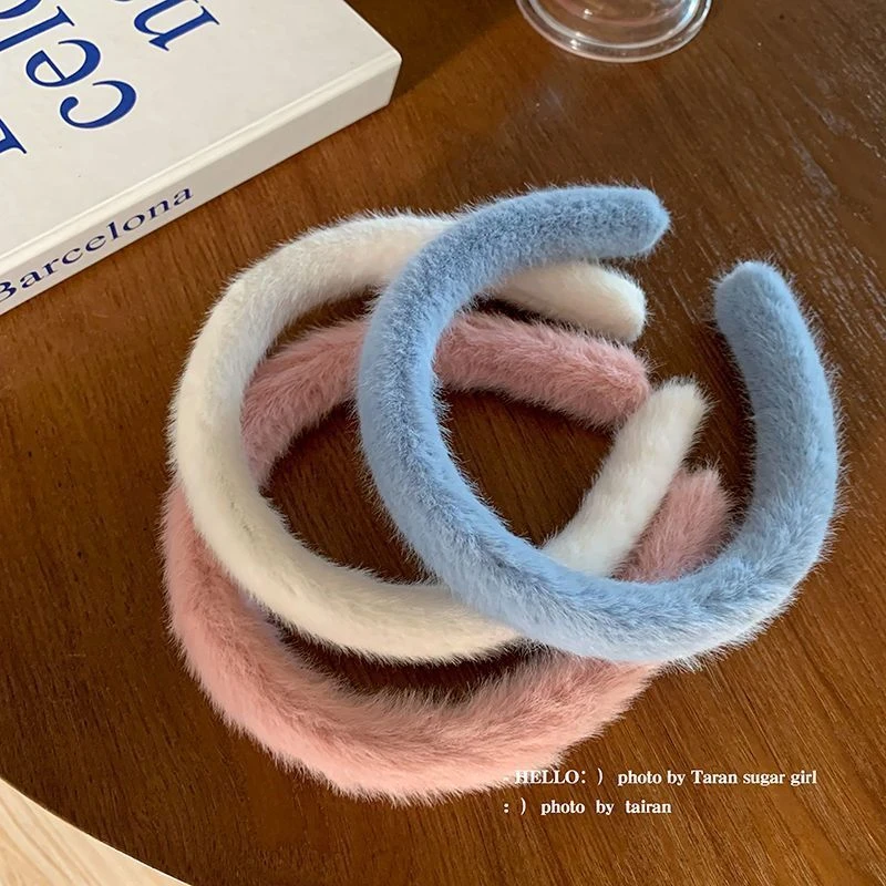 简约可爱毛绒发箍女秋冬洗脸化妆网红压发头箍高颅顶发捆发卡头饰