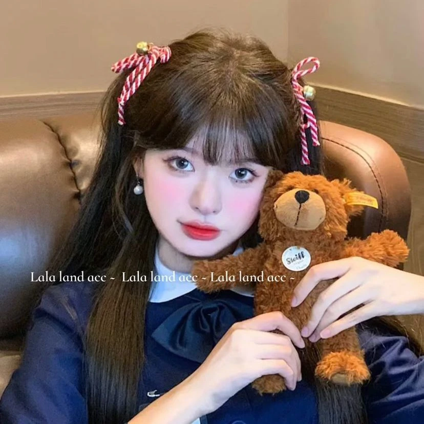 圣诞节铃铛蝴蝶结发夹女秋冬可爱鸭嘴夹学生前额刘海夹发卡头饰品