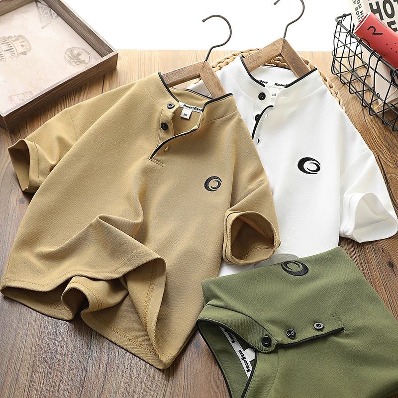 男童短袖T恤2024新款中大童夏季体恤上衣薄款透气儿童polo衫洋气