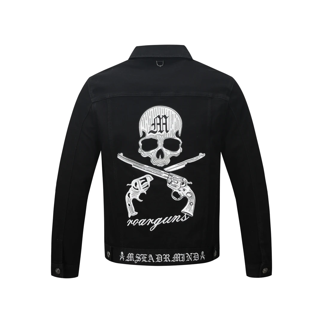 PRATHIKPLEIN牛仔外套男款爆款骷髅头秋款上新黑色百搭时尚潮流