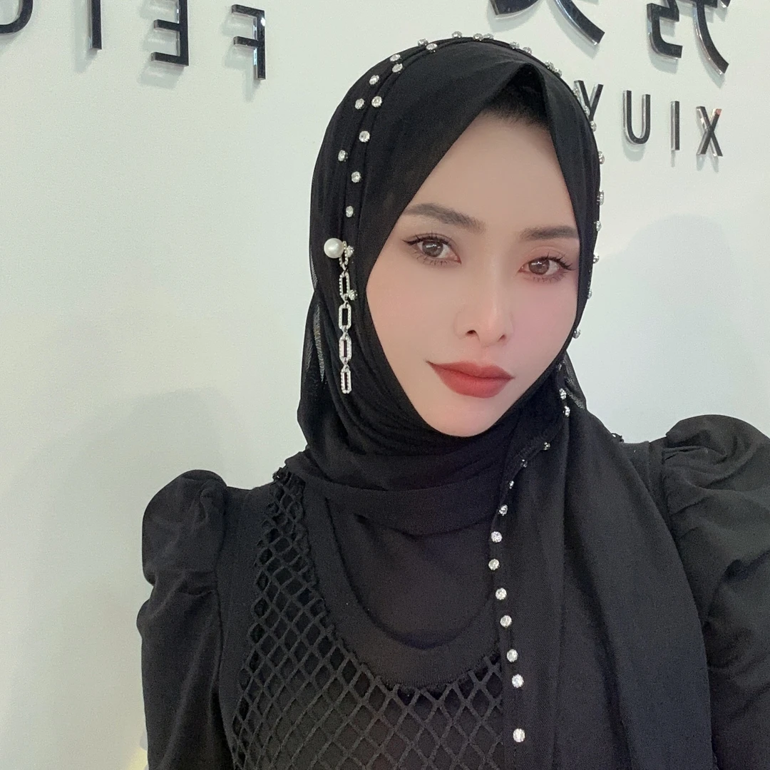 秀英.菲戈夏季超薄复古耳环钉钻软帽檐超薄透气网纱绕巾