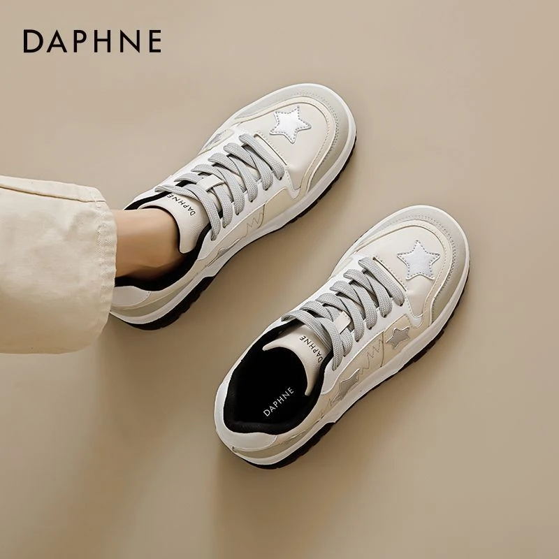 达芙妮星星板鞋女2025爆款夏季厚底百搭熊猫鞋休闲小白鞋运动鞋子