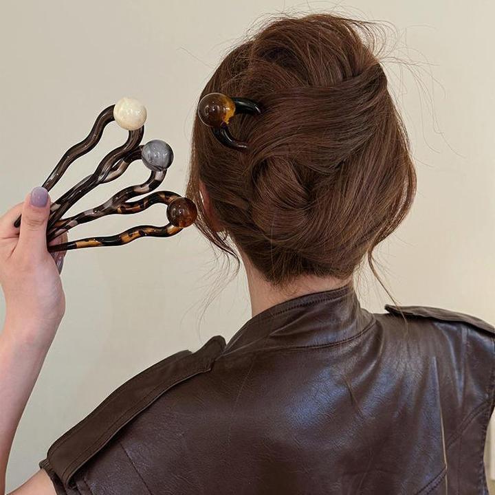 法式复古U型发簪女高J感简约夏季丸子头盘发饰2024新款大号簪子