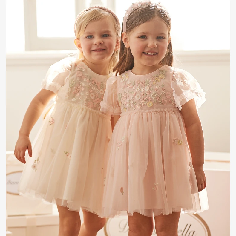 戴维贝拉儿童连衣裙网纱公主裙新款夏装洋气裙子DB2240549