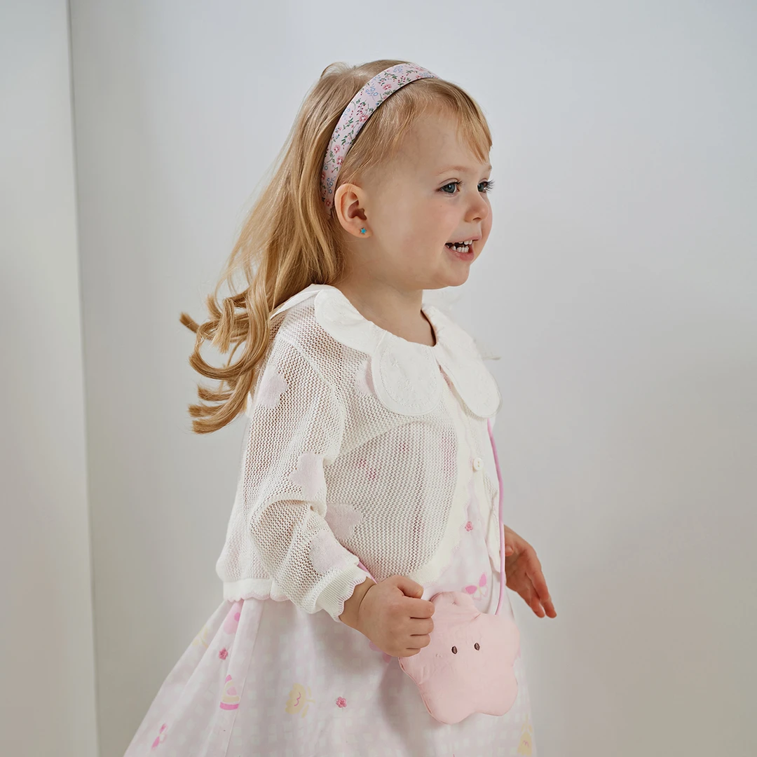 戴维贝拉儿童针织衫夏装薄款空调衫女童宝宝气开衫外套DB2240154