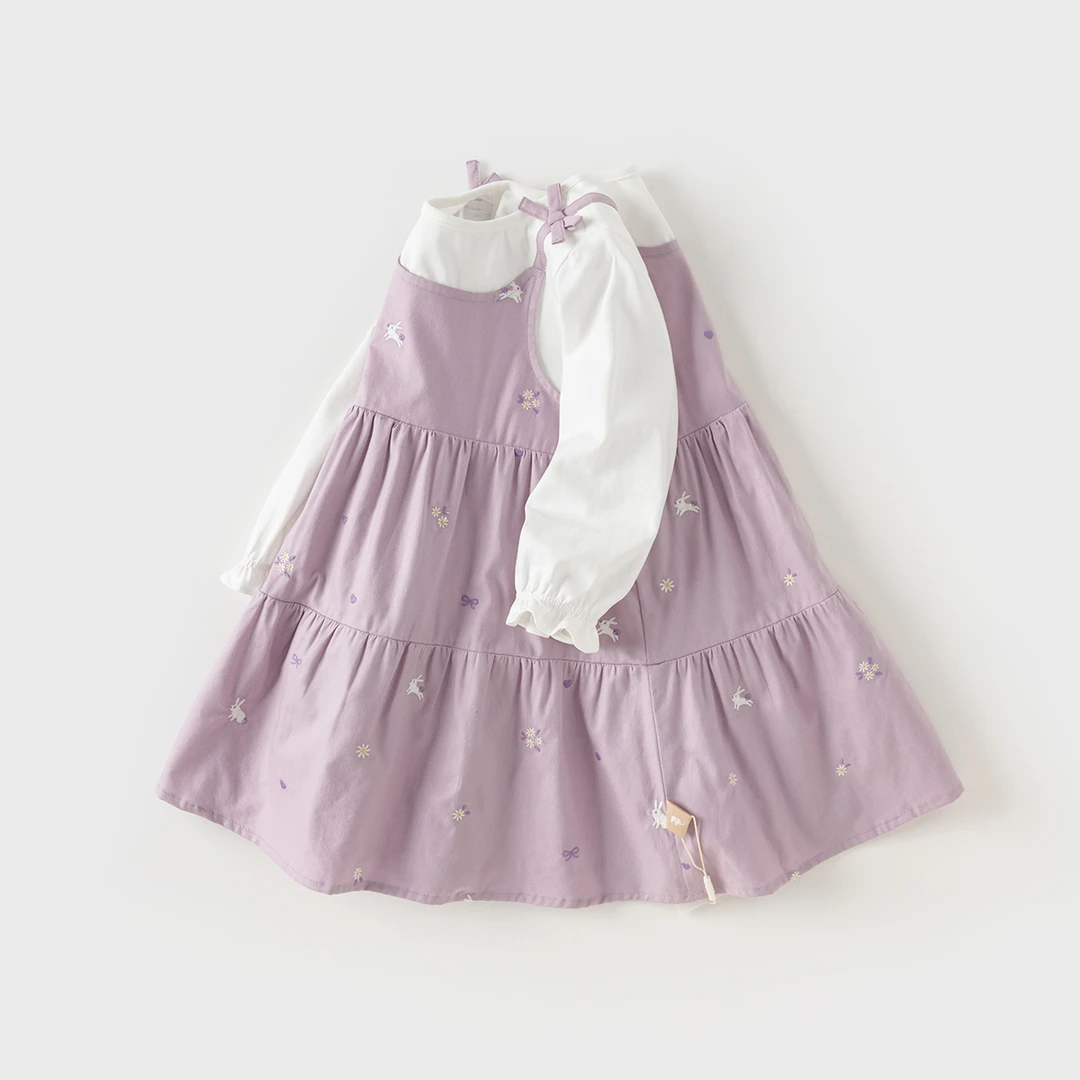 戴维贝拉儿童连衣裙女童洋气假两件裙子宝宝公主裙童装DB1248396