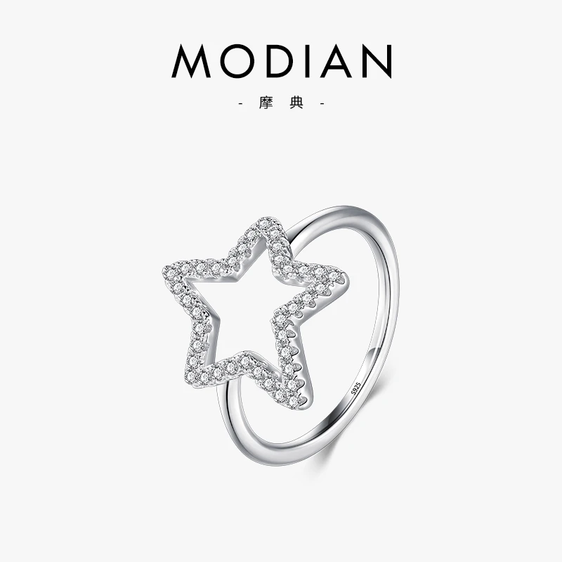MODIAN/摩典 925银戒指 原创不规则星星轻奢超闪欧美网红简约戒指