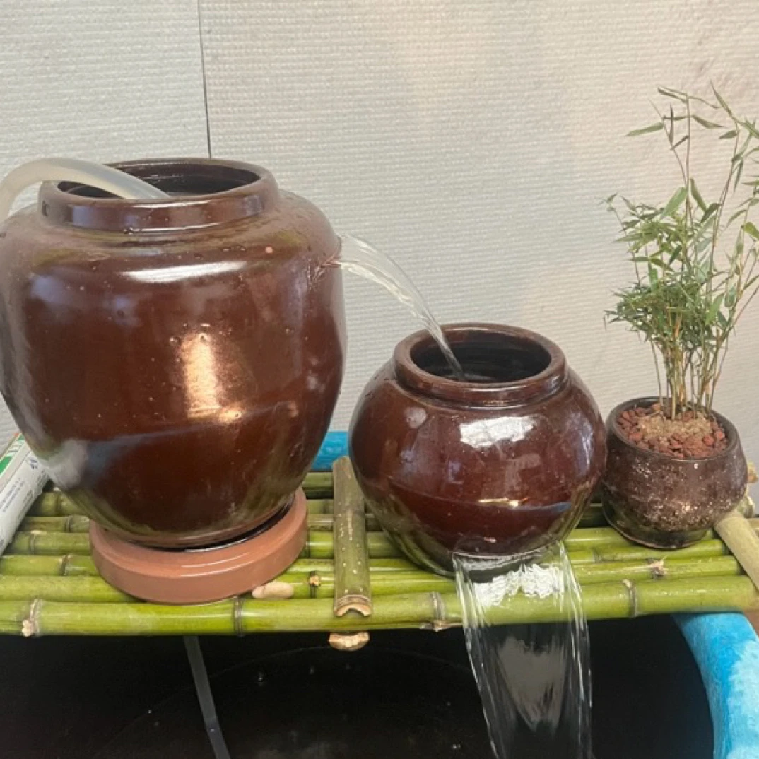 自制古法养鱼缸配套流水罐过滤系统 （ 含滤材竹排水草溪流石）