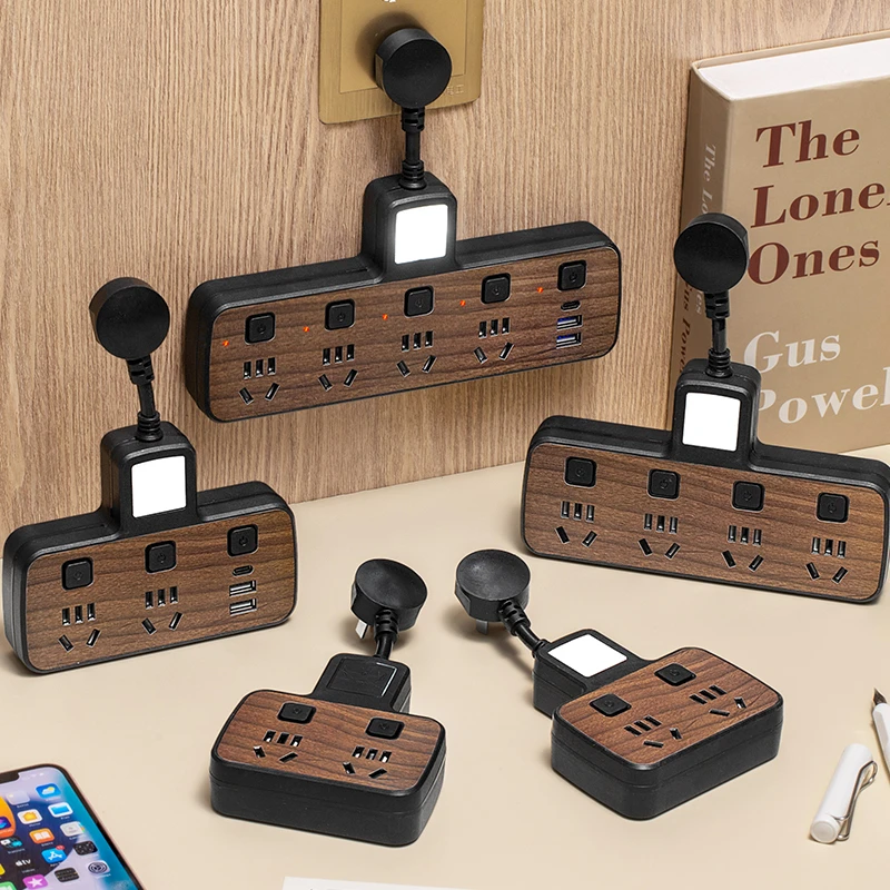 家用多功能转换器插座多孔带USB小夜灯多孔插板分控开关插排插头