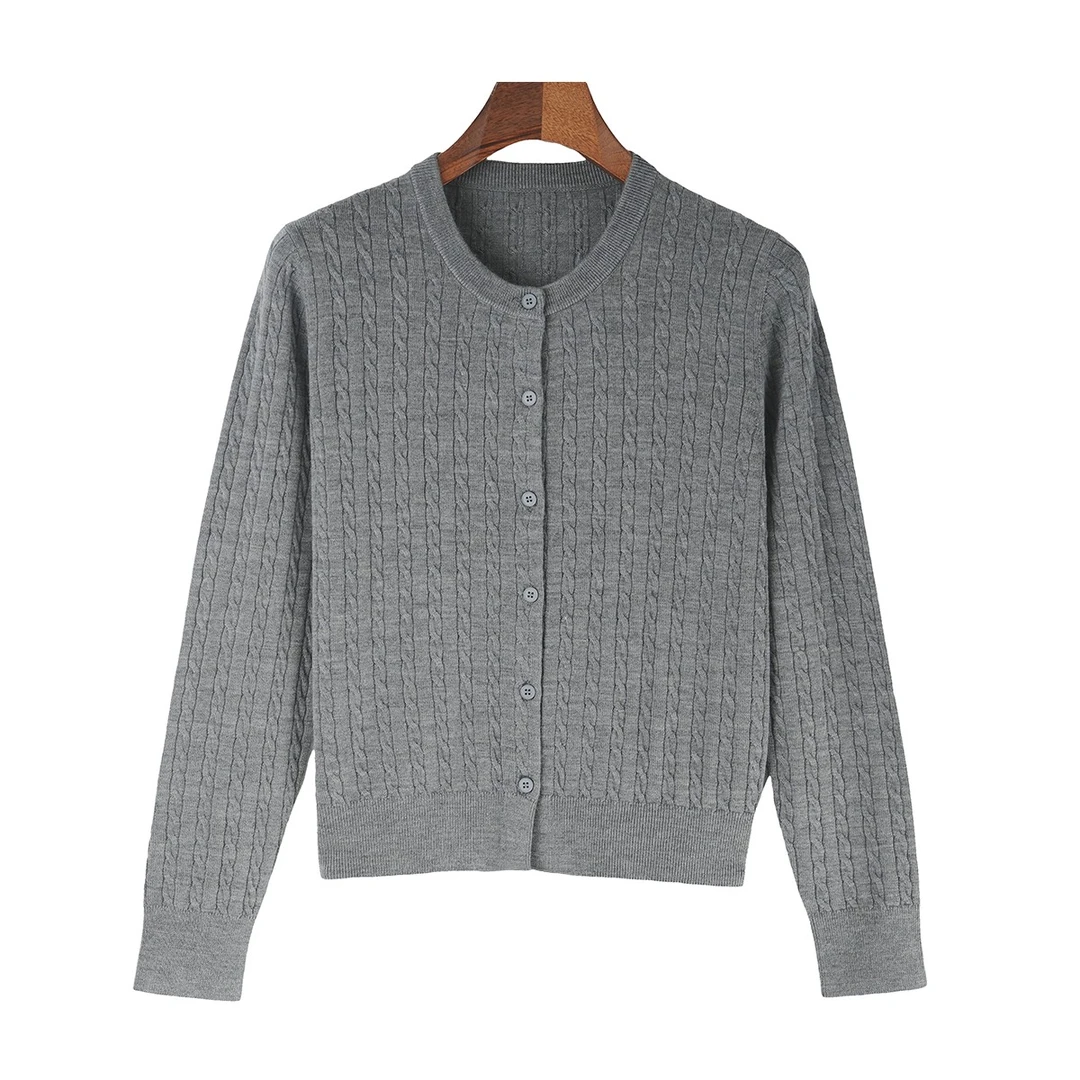 圆领绞花针织毛衣YLGY-5107