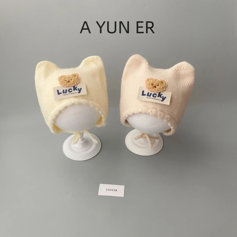 婴儿帽子秋冬季男童宝宝毛线帽女童针织帽儿童护耳帽套头幼儿冬款