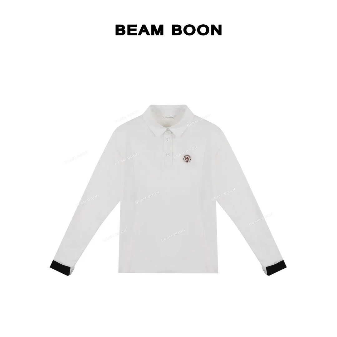 Beam Boon |【莉莉安】轻盈垂坠光泽感挺括撞色刺绣polo领衬衫