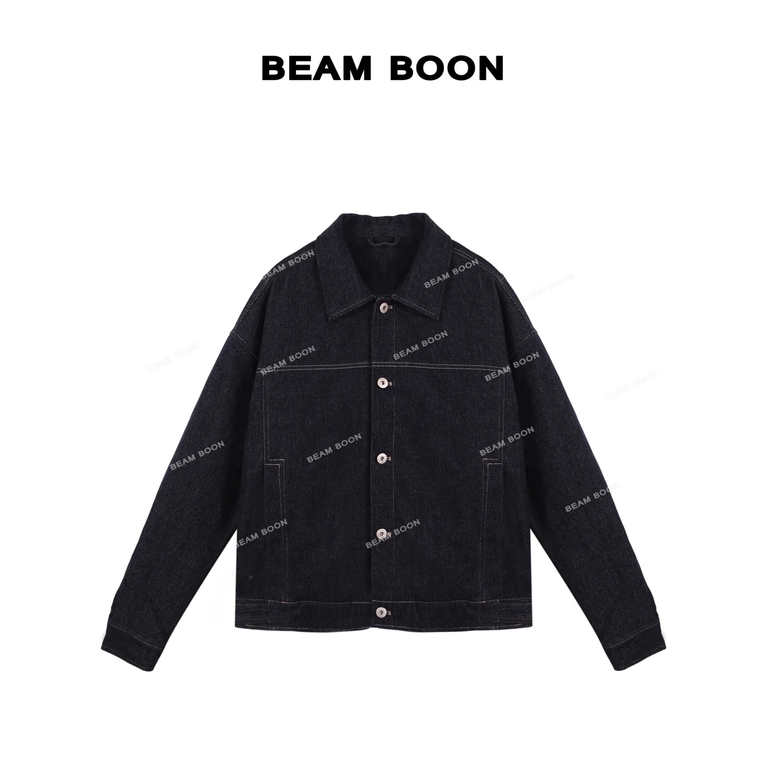 Beam Boon|【伦敦王室】L*P复古男士牛仔撞色明线立裁翻领夹克外套