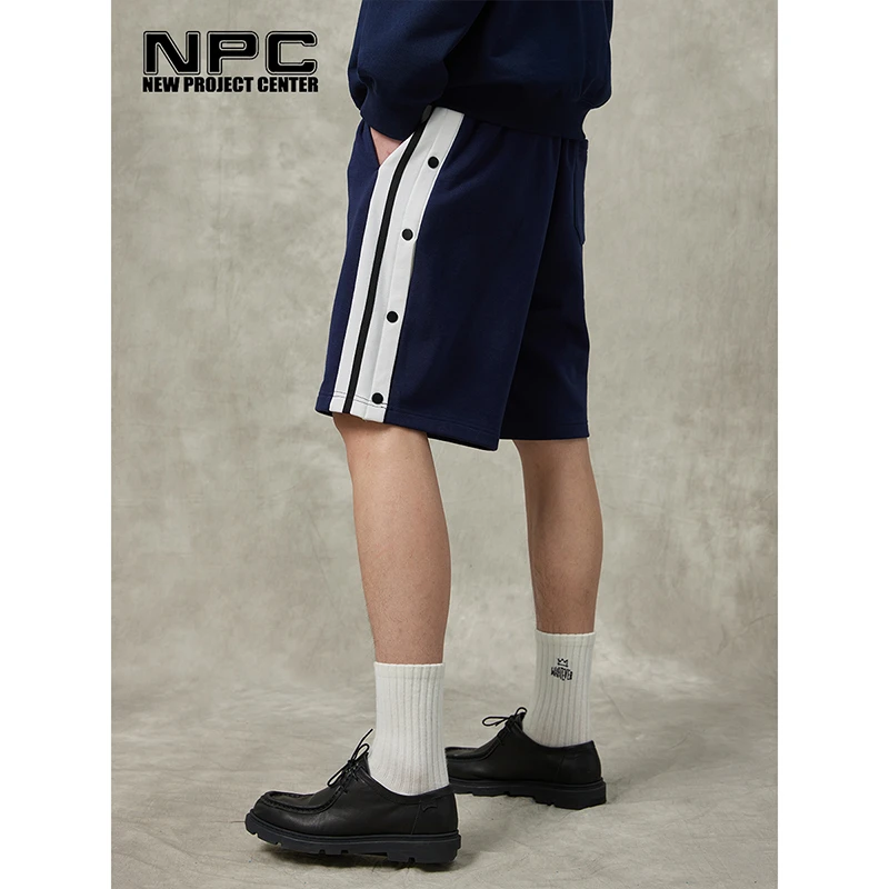 NPC潮牌男士运动夏季排扣短裤休闲竖条纹撞色吸汗五分裤NP36SP07