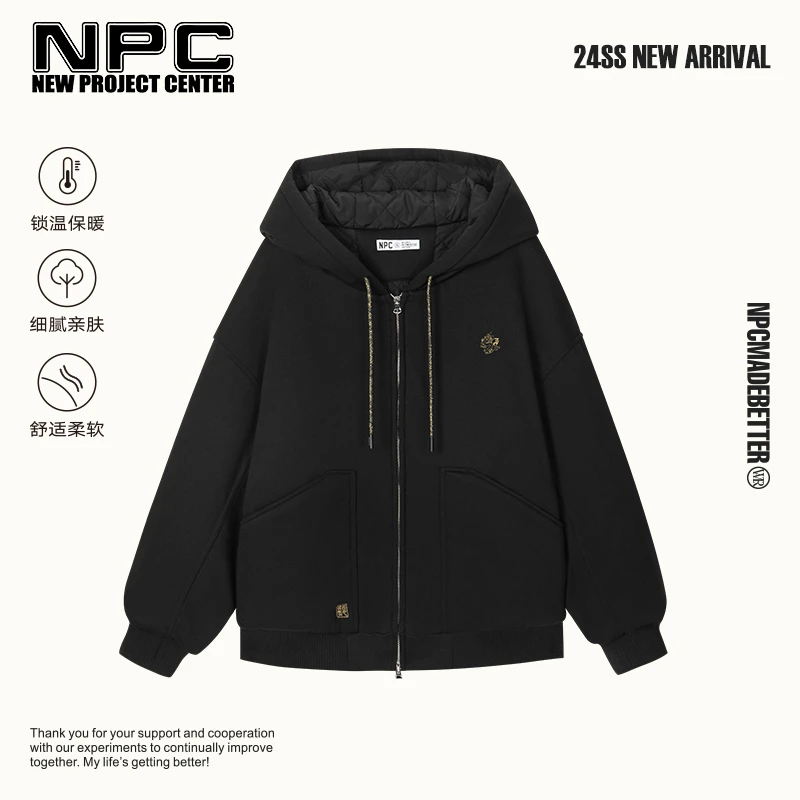 NPC潮牌新年系列保暖宽松重工金龙刺绣棉服男潮流NP41PJ34