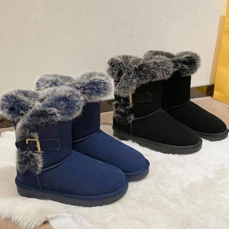 Acesc/艾斯臣A19DX6964A中筒雪地靴女防寒冬季网红加绒加厚百搭