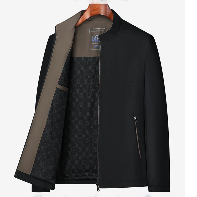 爸爸装春秋装2024新款中老年人春秋薄款立领休闲宽松商务男装50岁