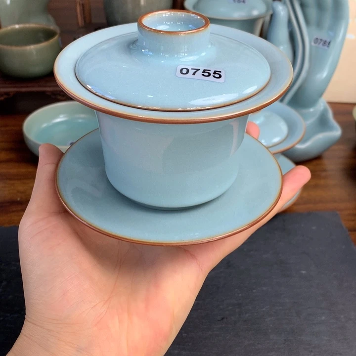 杯755号天青马蹄盖碗………