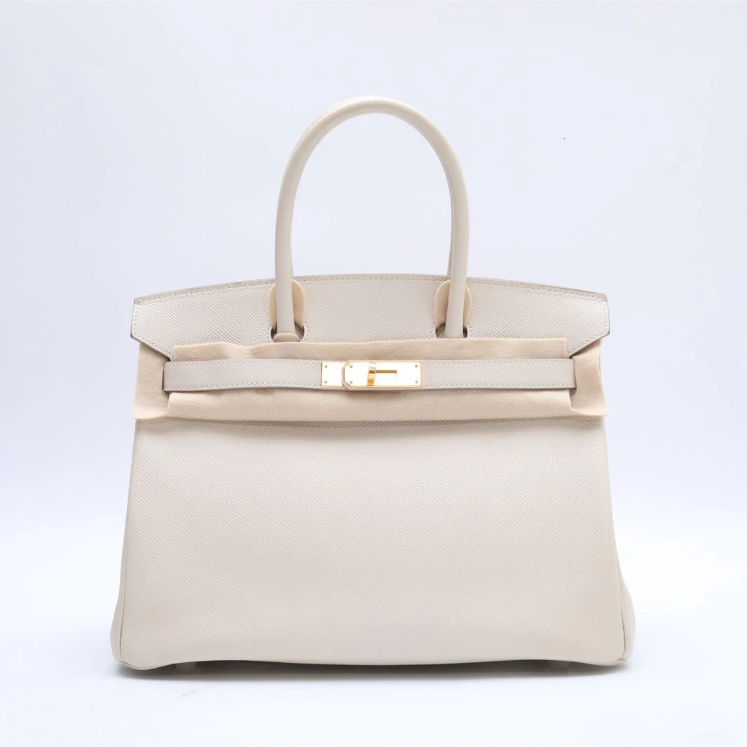 99新 Hermes/爱马仕 全款90683小花6欢 Birkin30奶昔白Ep皮 T刻包