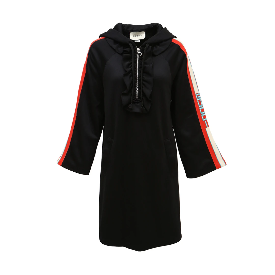 99新 GUCCI/古驰 小花6娜P234140370 连帽长袖 连衣裙 黑色