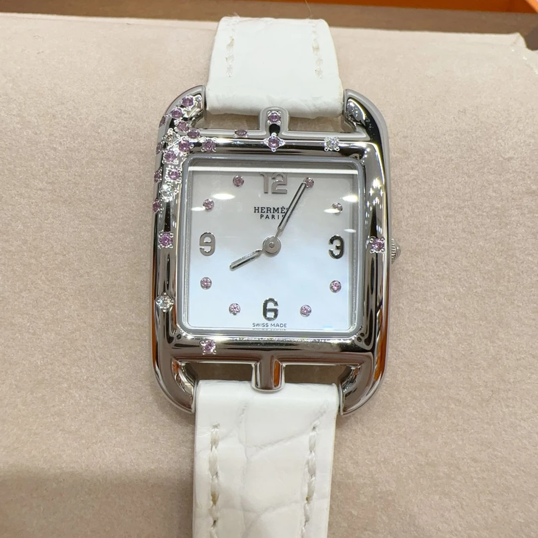 99新 Hermes/爱马仕 小花6枫Cape Cod系列 腕表 23*23mm 白色表盘