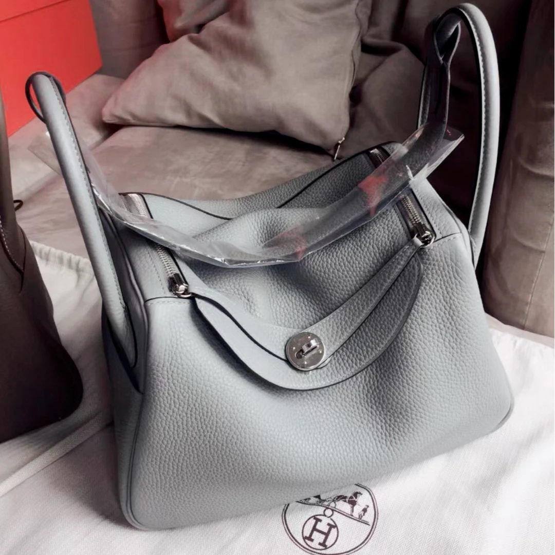 99新 Hermes/爱马仕 活动小花6枫 lindy 30 海鸥灰TC皮 X刻银扣包