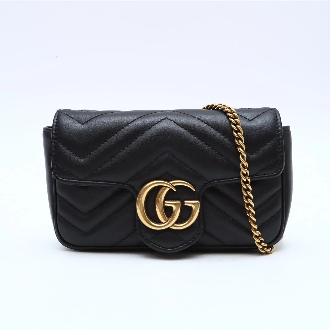 99新 GUCCI/古驰 小花6娜P234449182肩背包 超Mini 16.5 黑色