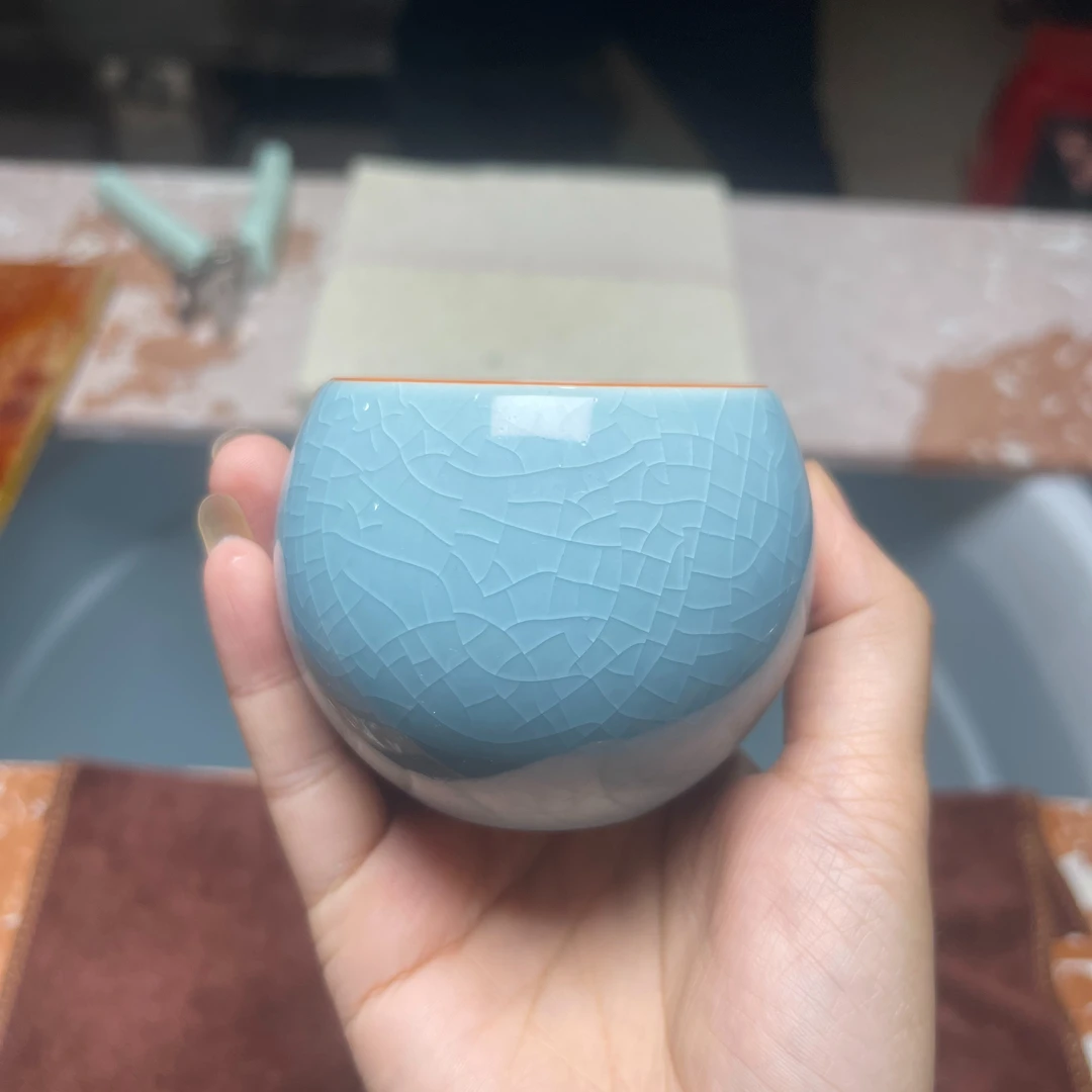 【闪购商品】。蓝龙蛋杯陶瓷水杯品茗茶具茶器茶杯主人杯家用