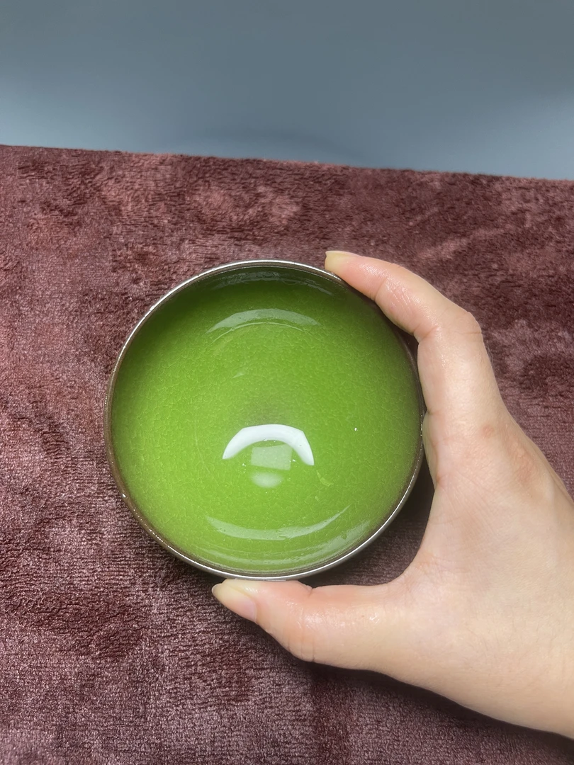 【闪购商品】，帝王绿冰裂陶瓷水杯品茗茶具茶器茶杯主人杯家用