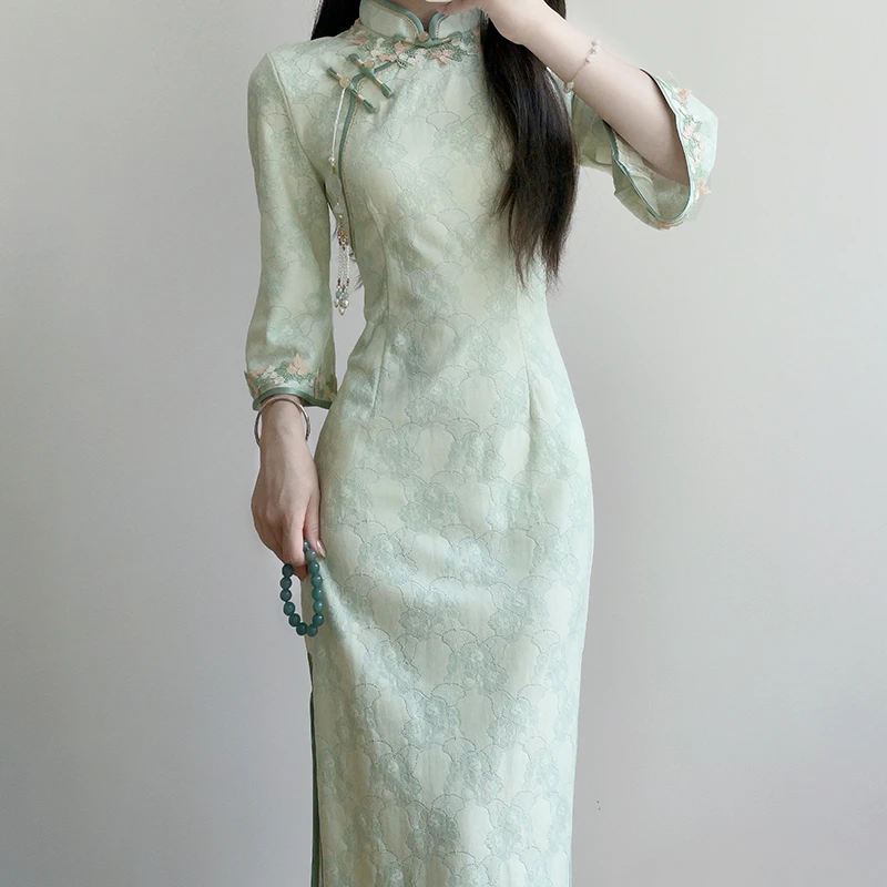汀玥苓旗袍2025新款国风少女年轻款日常倒大袖改良版新中式连衣裙