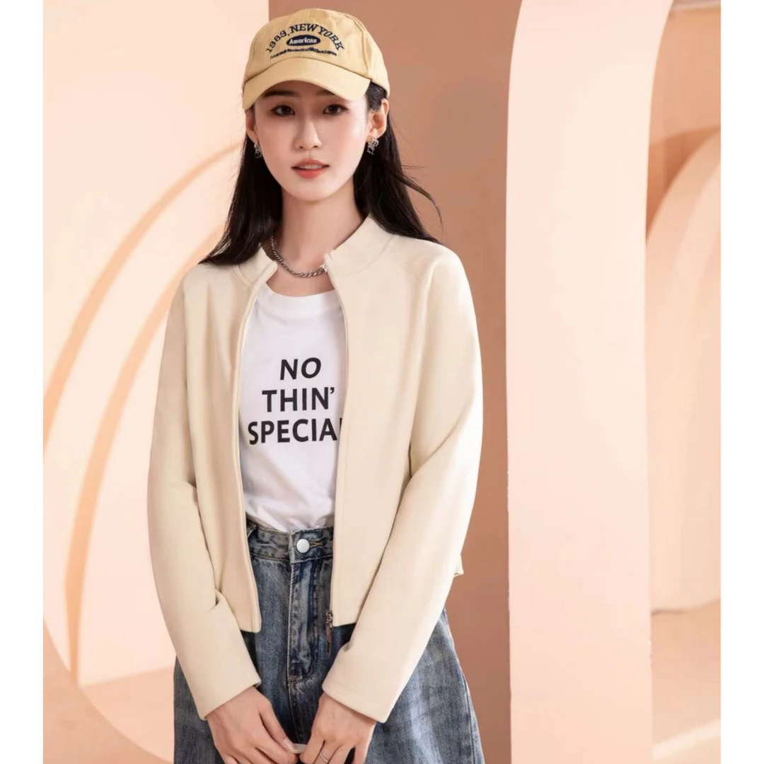 修身防风运动徒步户外瑜伽健身上衣女立领短外套显瘦短款休闲卫衣