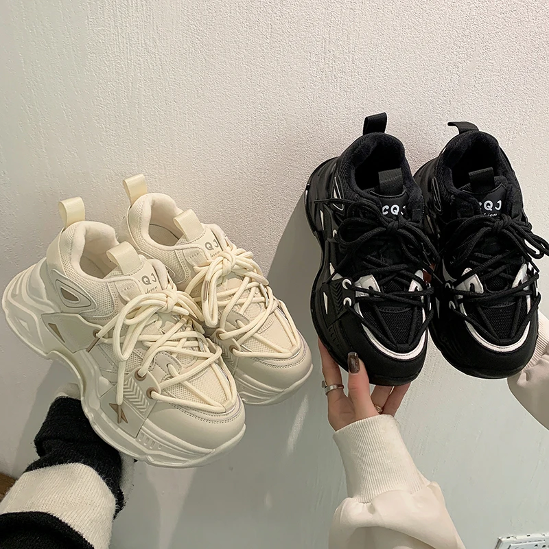 【怪兽】2023新款厚底舒适港风学生百搭老爹鞋J5813