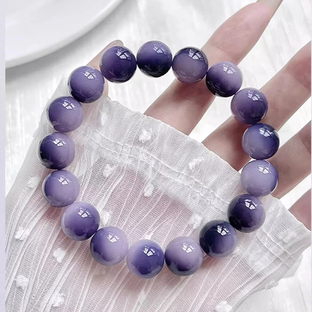 紫葡萄菩提根单圈正品圆珠绕指柔菩提子文玩学生情侣盘玩手串12mm