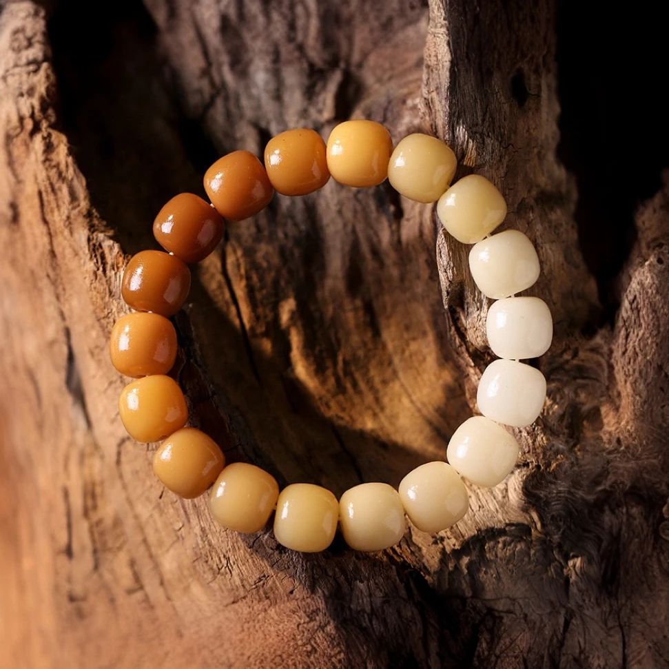 菩提根 黄渐变白玉菩提自然风化而成手串绕指柔盘玩质感手工