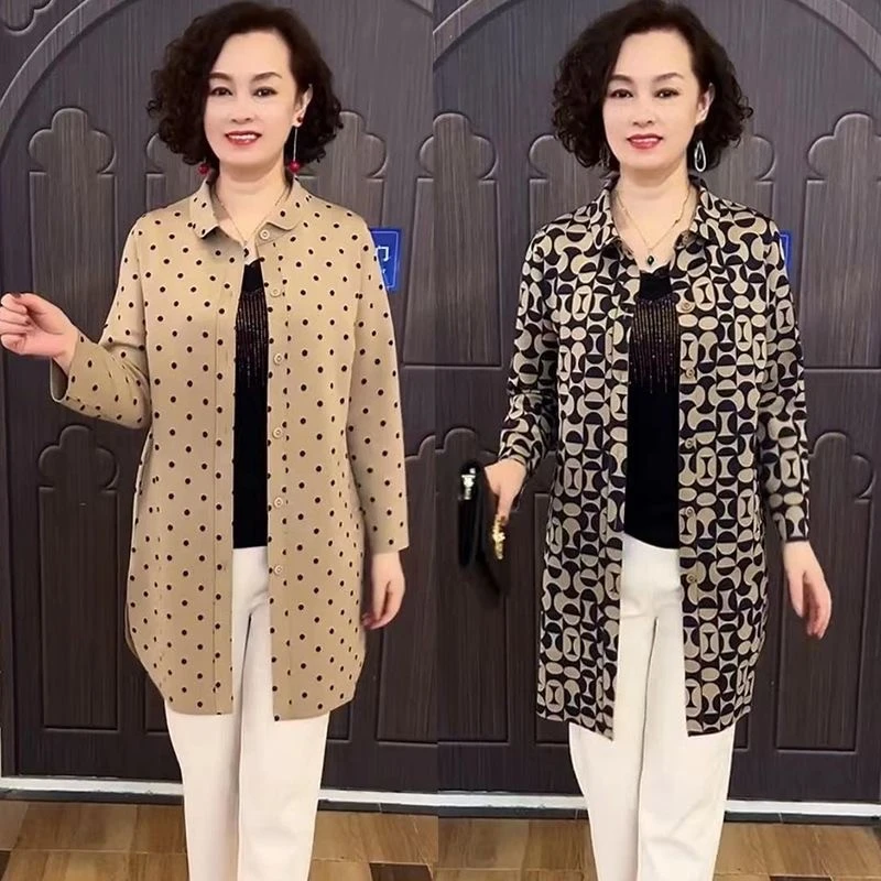 休闲妈妈外套女薄款2024新款高档洋气时尚宽松百搭女士衬衫时尚