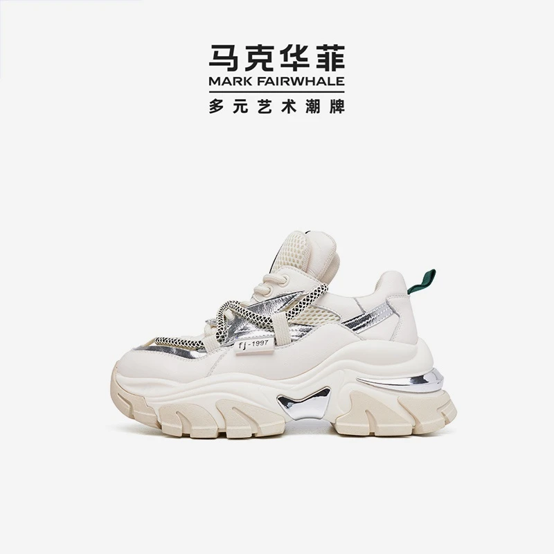 【酒窝专属】马克华菲女鞋时尚百搭女士潮流厚底网面系带高帮潮鞋