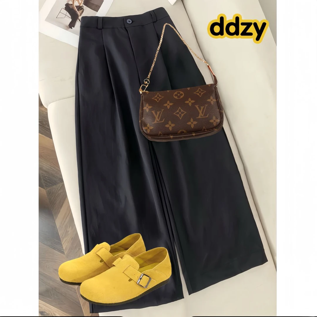 加长款 秋款高腰安哥拉红阔腿裤女韩系直筒休闲宽松垂感复古102长