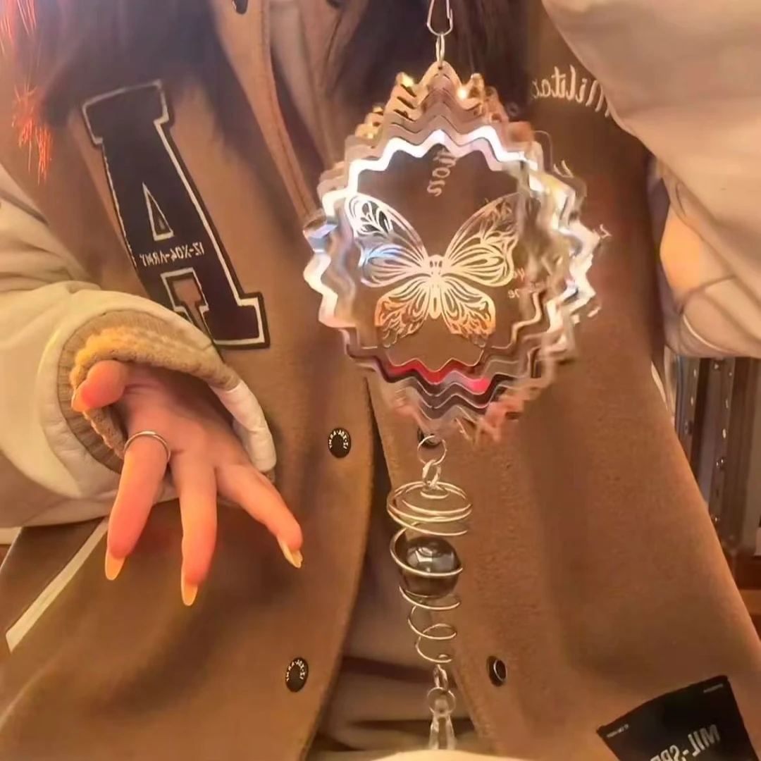 立体曼陀罗风铃北欧3d风旋转挂件旋转风铃风转爱心菱形