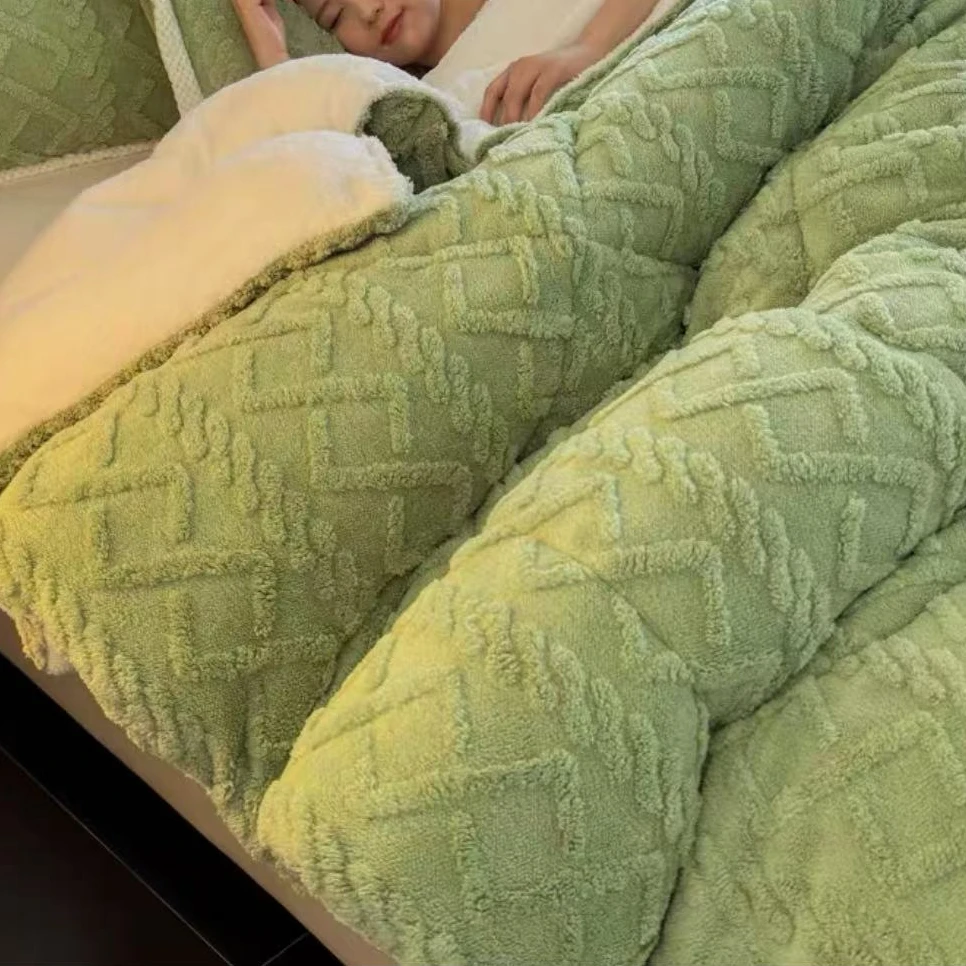 BZ-2024880绿色菱形纹盖被230*200