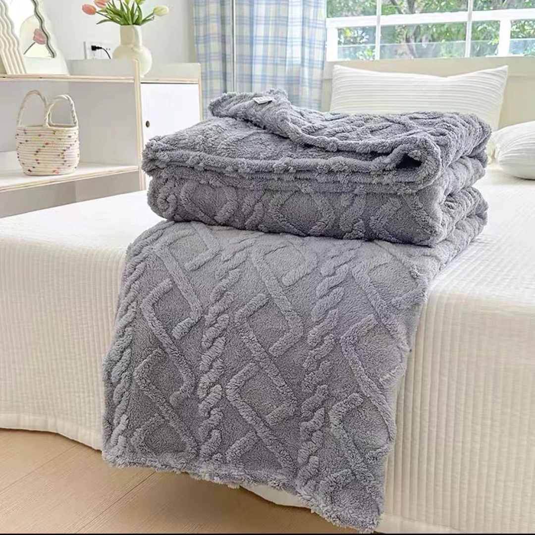 MT-2024690蓝色菱形纹盖毯230*200